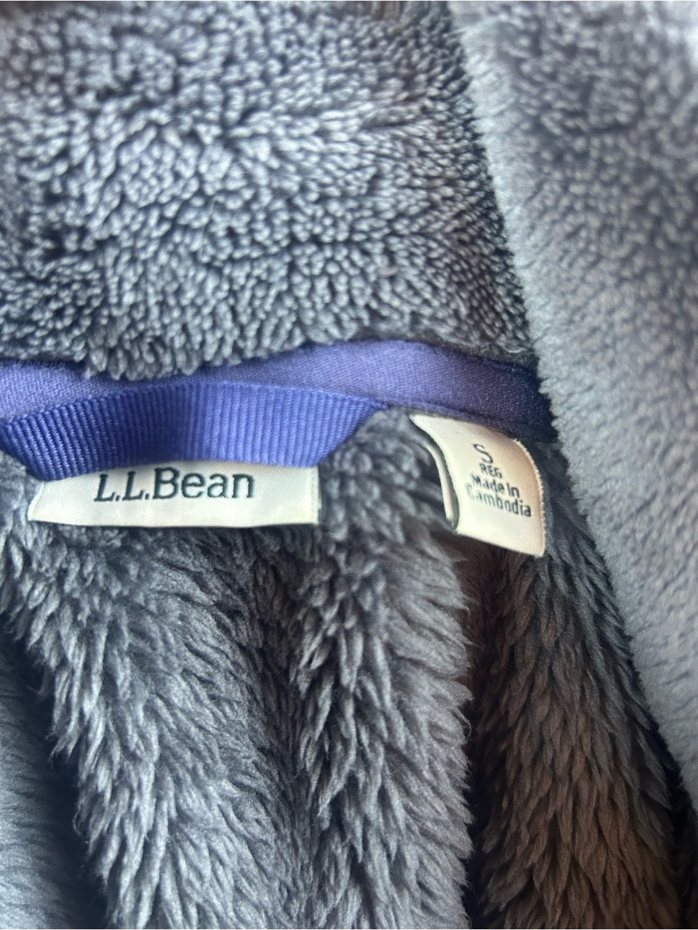 L.L.Bean Women’s Small Sherpa Fleece Jacket Gray Blue Full Zip Cozy Pullover - Picture 7 of 8